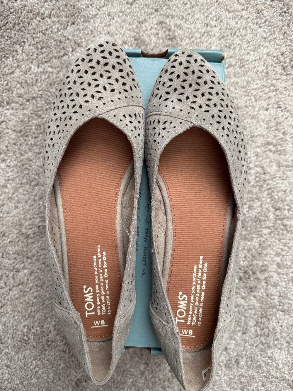 Toms Women's Taupe Laser-Cut Ballet Flats